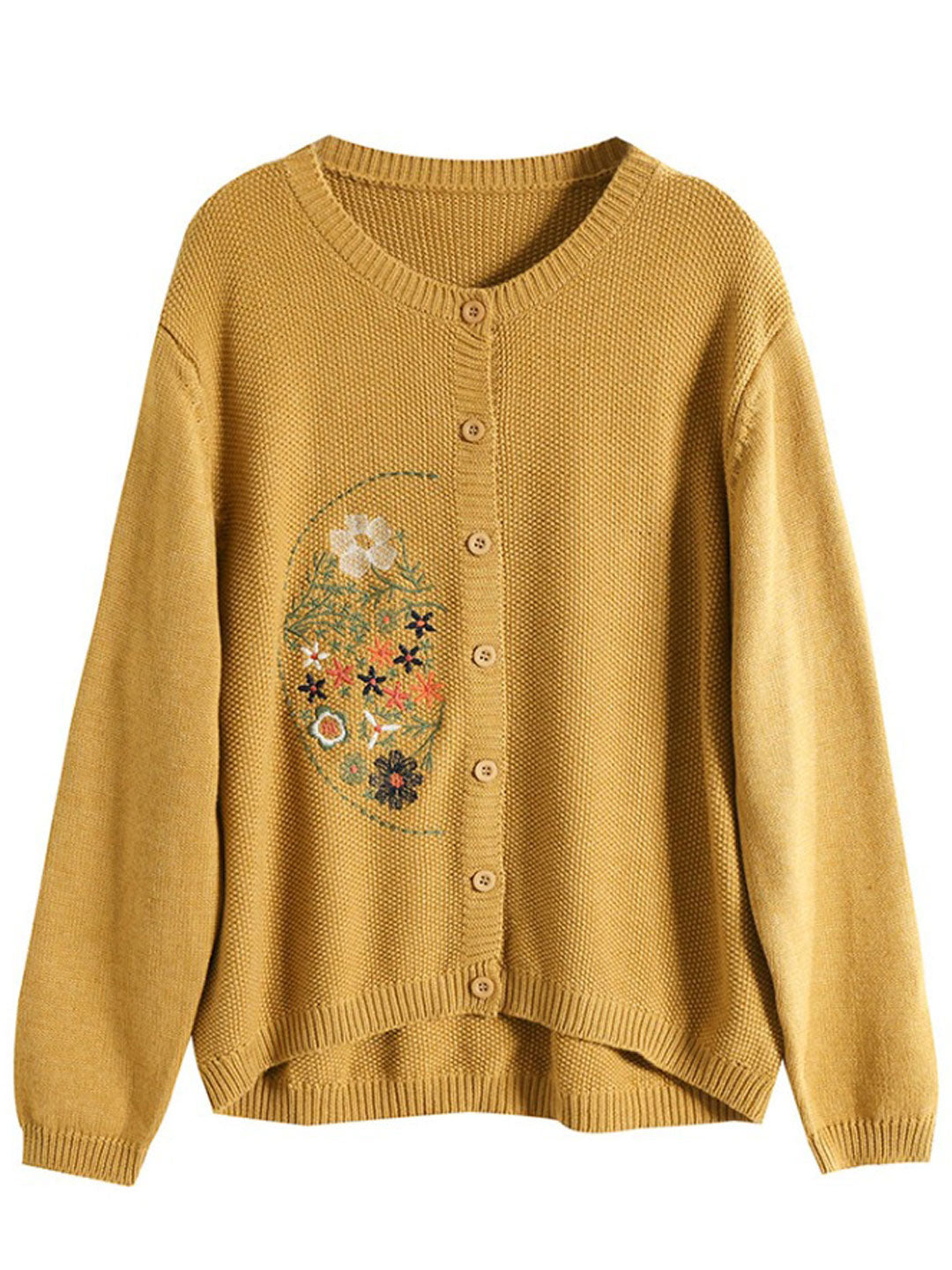 Brianna Retro Crew Neck Embroidered Knitted Cardigan