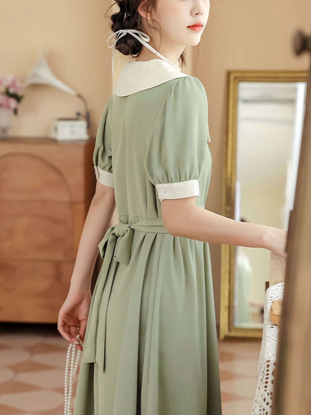 Lauren Retro Doll Collar Maxi Dress