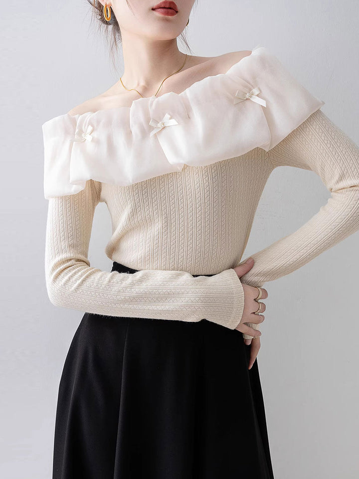 Sophie Slim Off-shoulder Lace Knitted Top