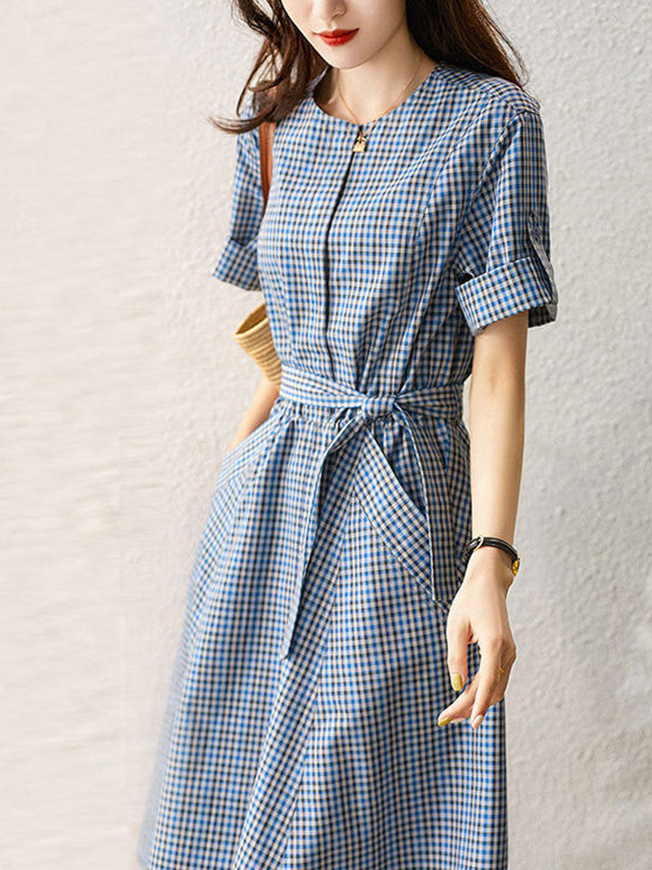 Zoey Classic Crew Neck Plaid Dress