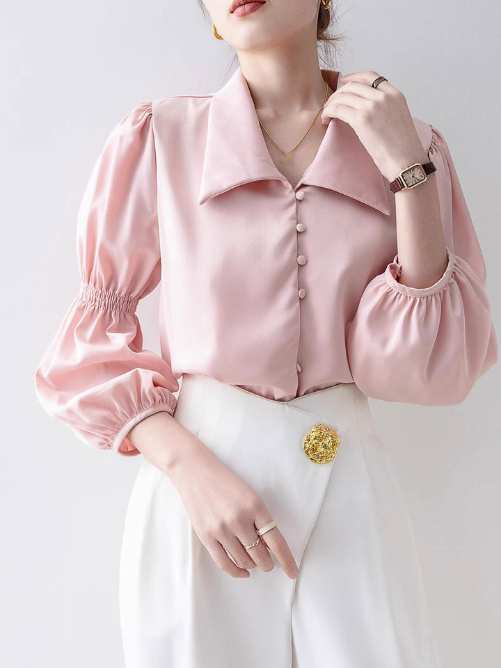 Rachel Classic Balloon Sleeve Lapel Shirt