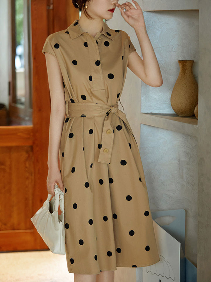 Rachel Vintage Crew Neck Polka Dot Dress