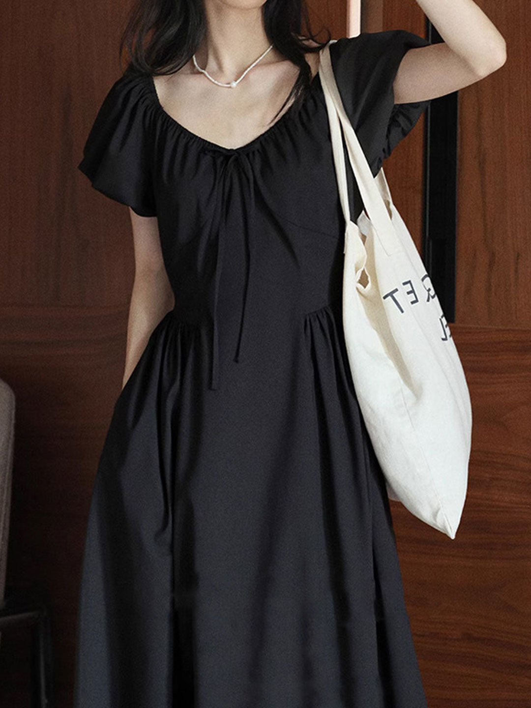 Kylie Vintage V-Neck Puff Sleeve Dress