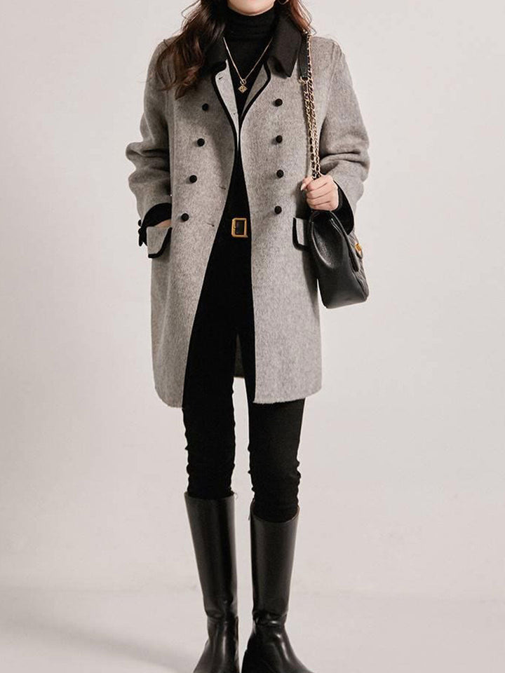 Zoey Casual Polo Lapel Contrasted Coat