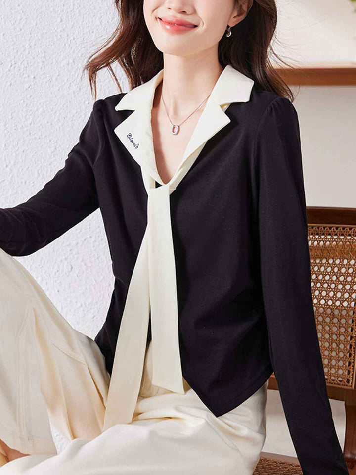 Jasmine Elegant Lapel Slim T-shirt