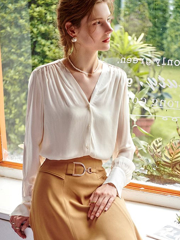 Isabella Retro V-Neck Chiffon Top