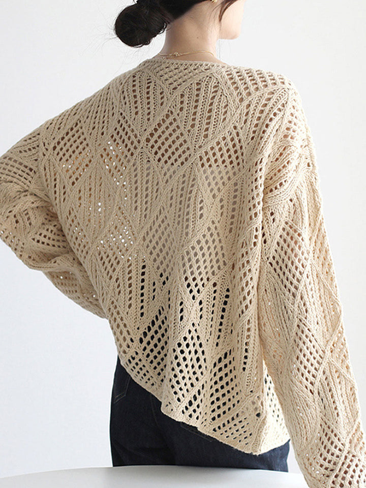 Isabelle Loose Crew Neck Hollowed Knitted Sweater