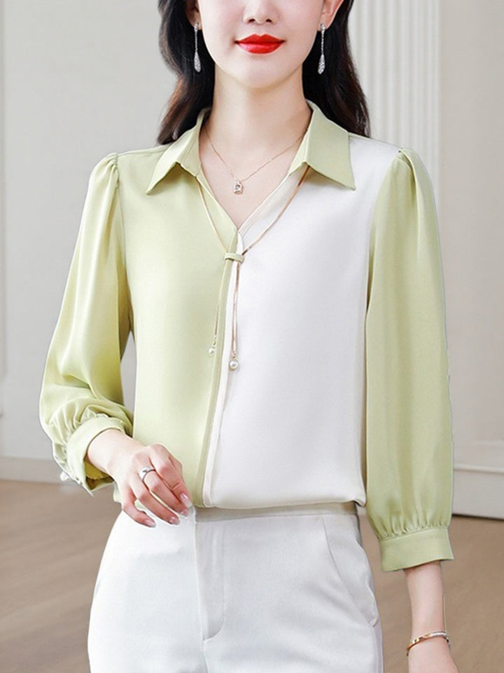 Claire Elegant V-Neck Satin Shirt