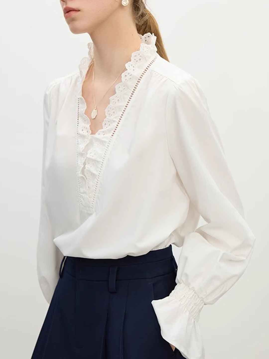 Lauren Loose V-Neck Flare Sleeve Shirt