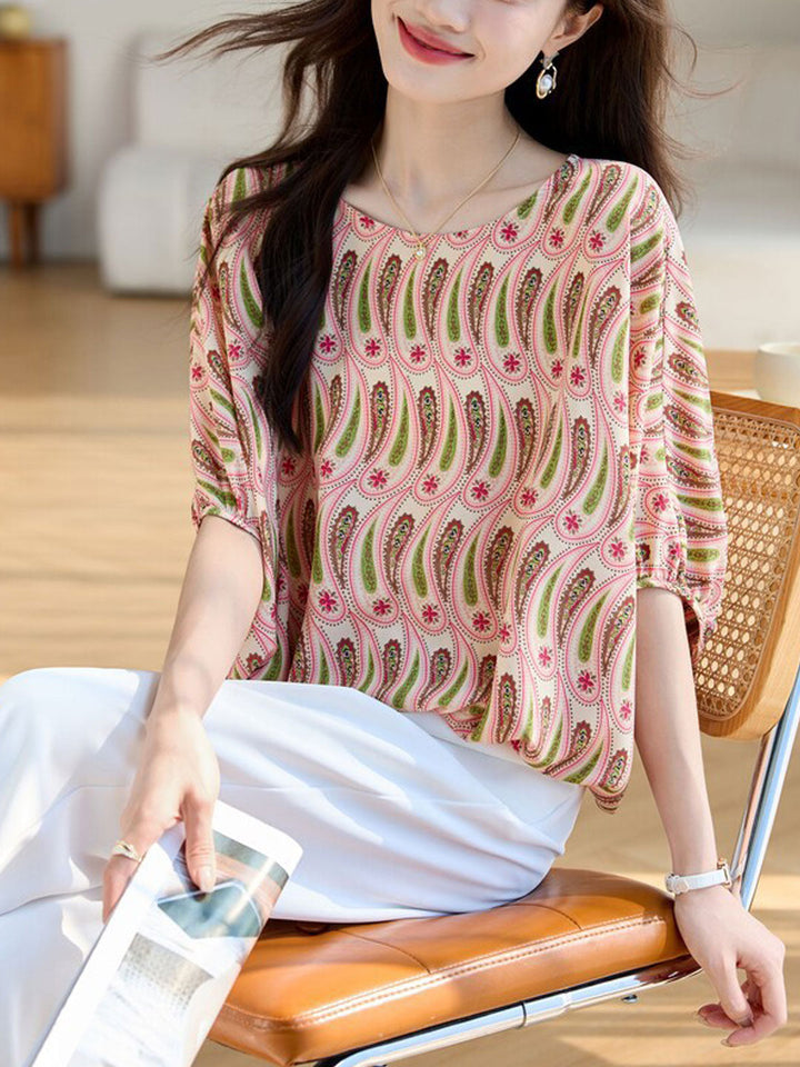 Ava Casual Crew Neck Loose Chiffon Top