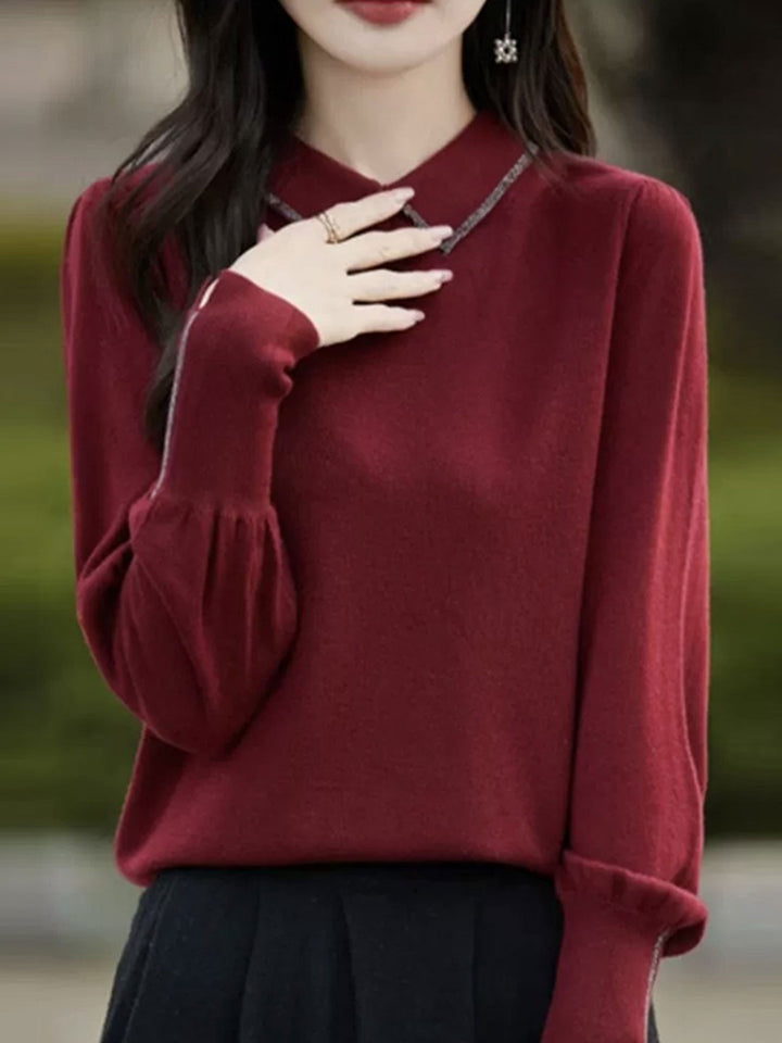 Madelyn Lapel Solid Color Knitted Top