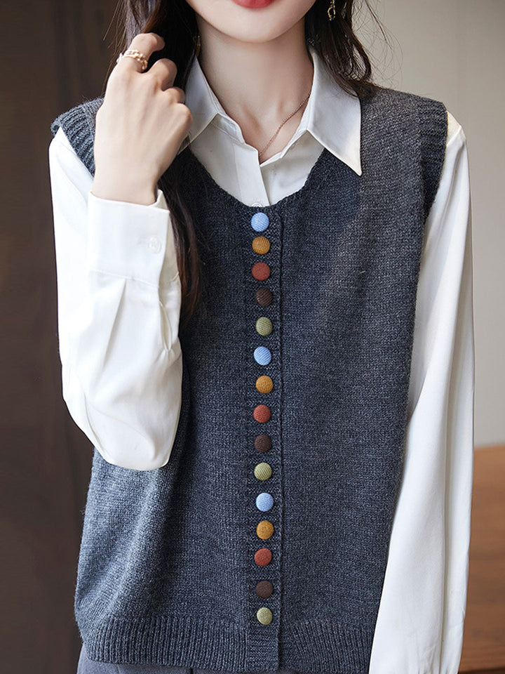 Sophia Vintage Crew Neck Knitted Vest