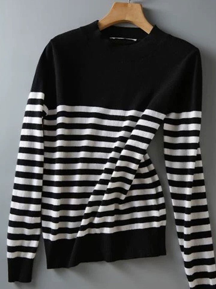 Rachel Classic Crew Neck Striped Contrast Knitted Sweater