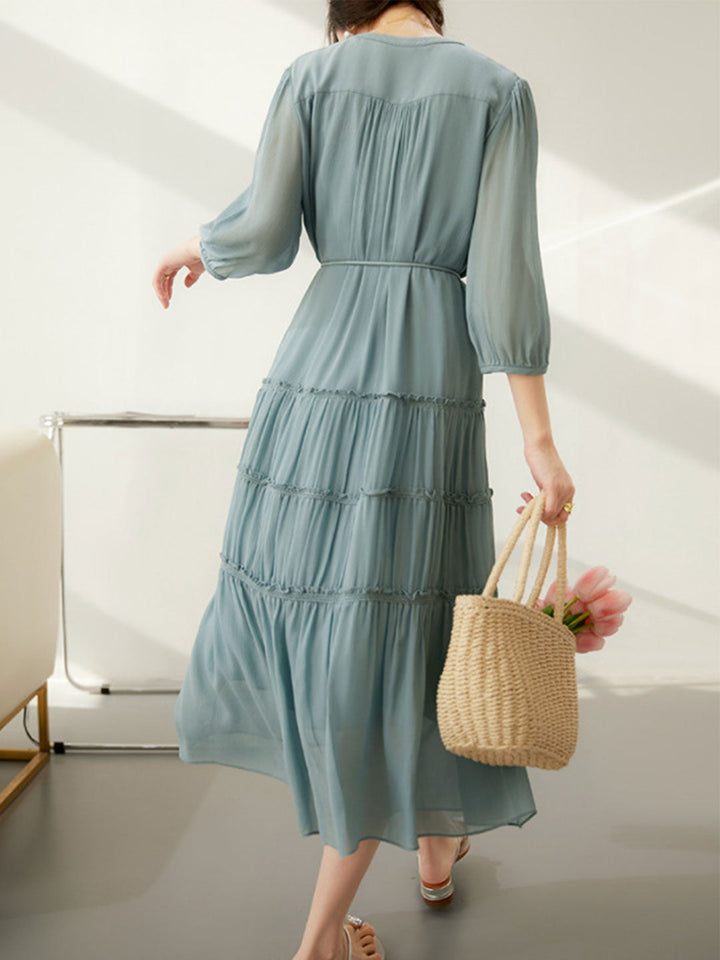 Sophie Elegant Pleated Tie Dress