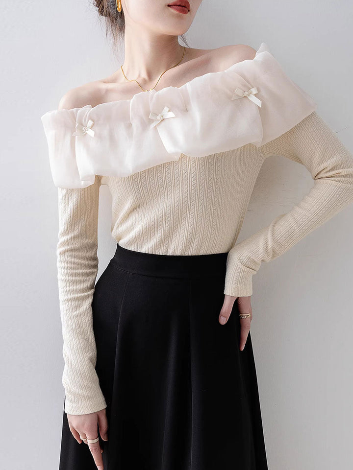 Sophie Slim Off-shoulder Lace Knitted Top