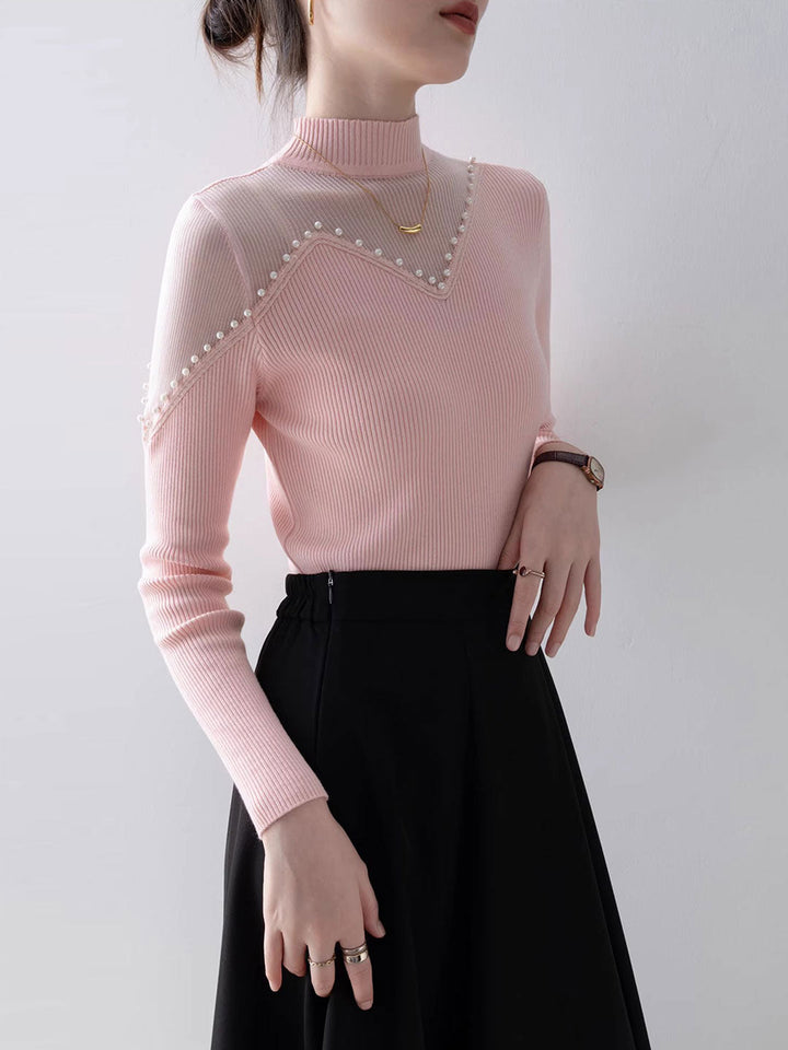 Rachel Elegant Beaded Panel Knitted Top