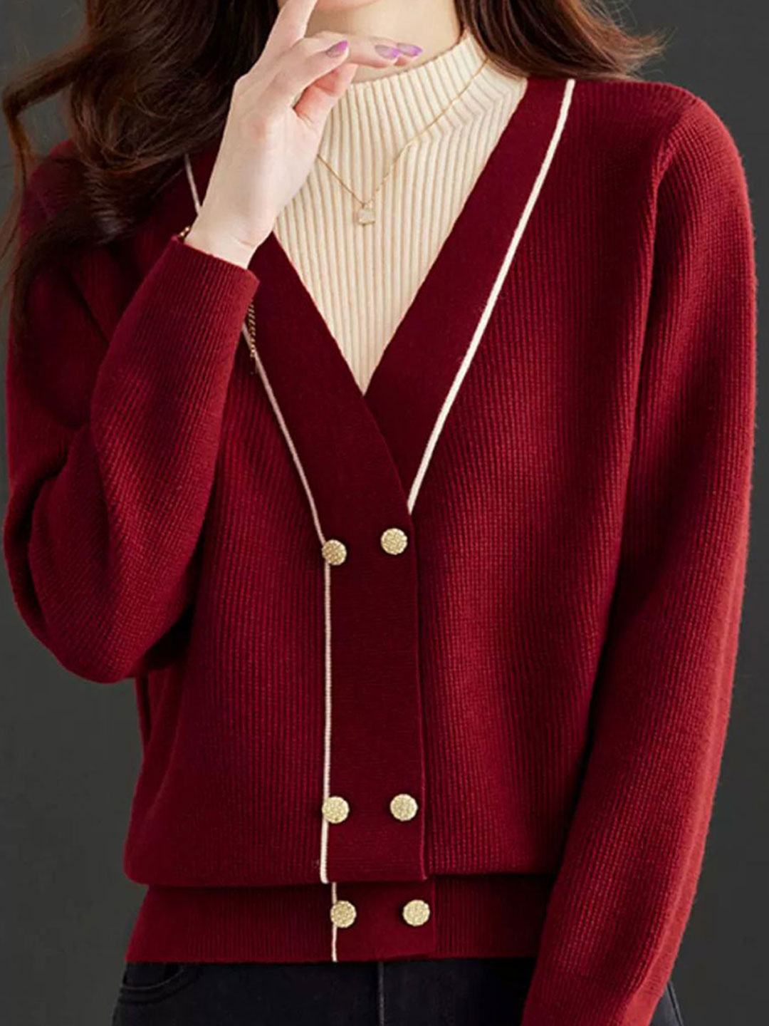 Zoe Loose Turtleneck Striped Knitted Sweater