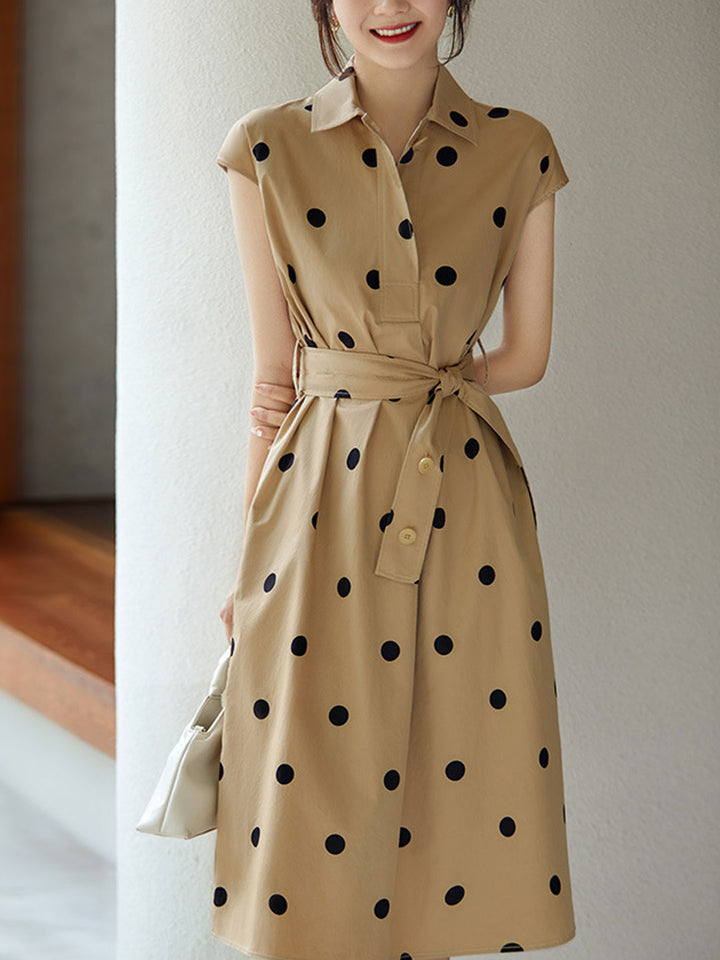 Rachel Vintage Crew Neck Polka Dot Dress