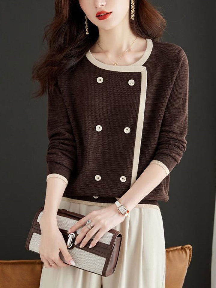 Sophia Loose Crew Neck Knitted Pullover Top