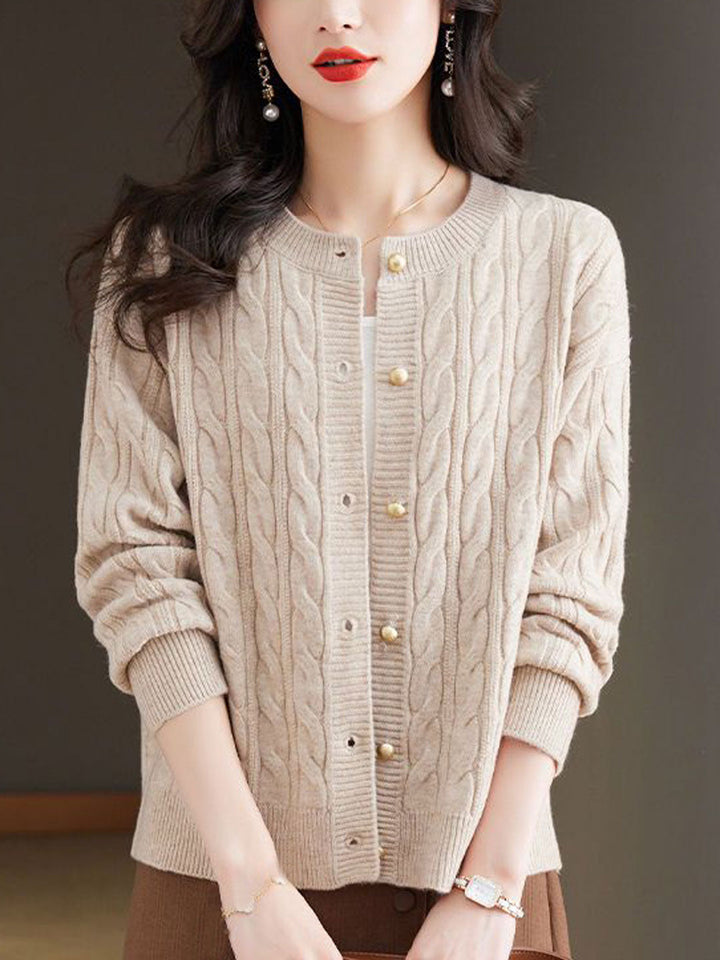 Anna Loose Crew Neck Knitted Cardigan