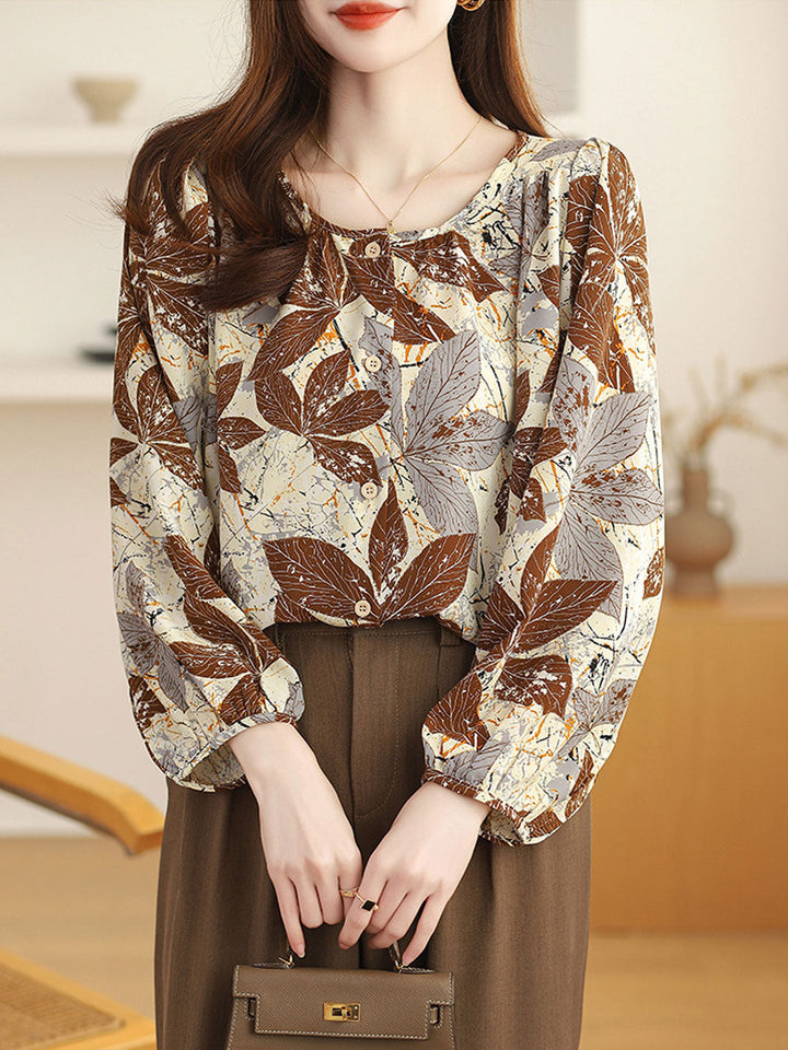 Zoey Retro Lantern Sleeve Floral Printed Top