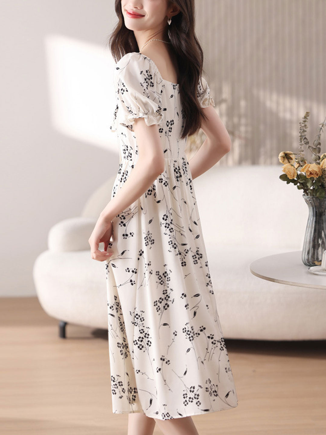 Bailey Elegant Puff Sleeve Floral Printed Dress