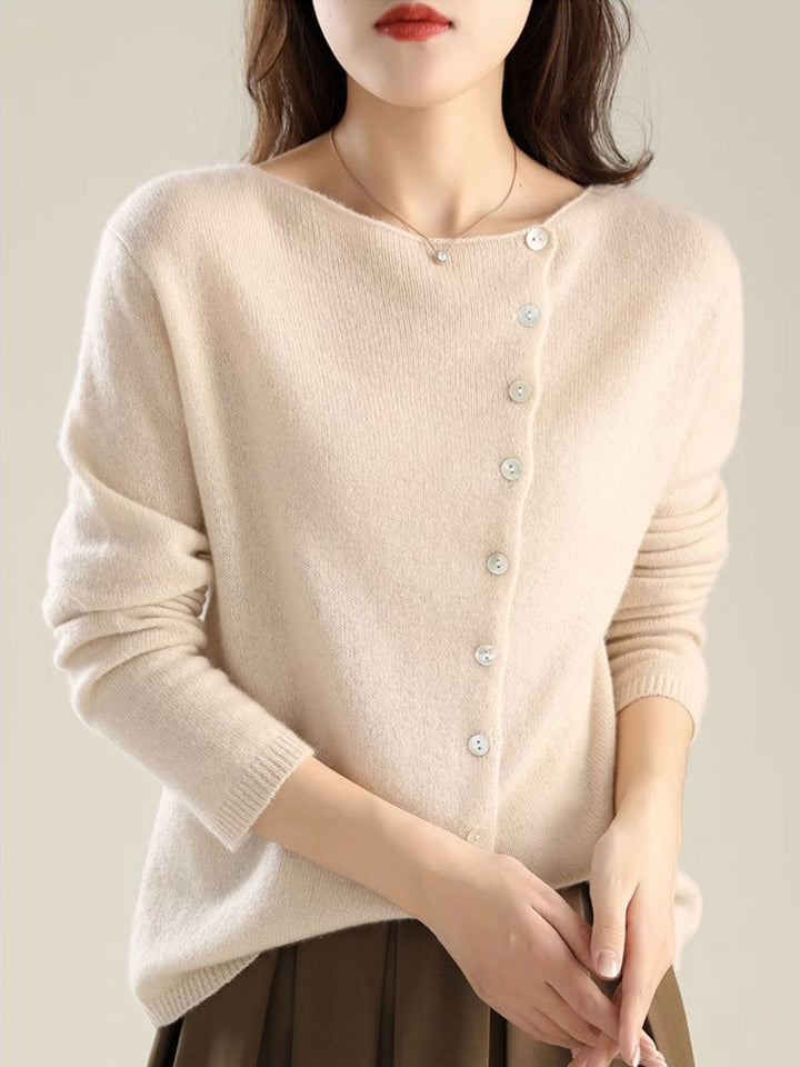 Kayla Classic Crew Neck Knitted Cardigan-Pink