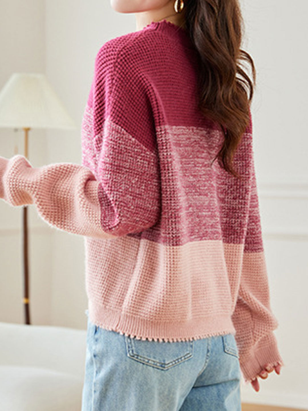 Rachel Loose Crew Neck Ombre Knitted Sweater