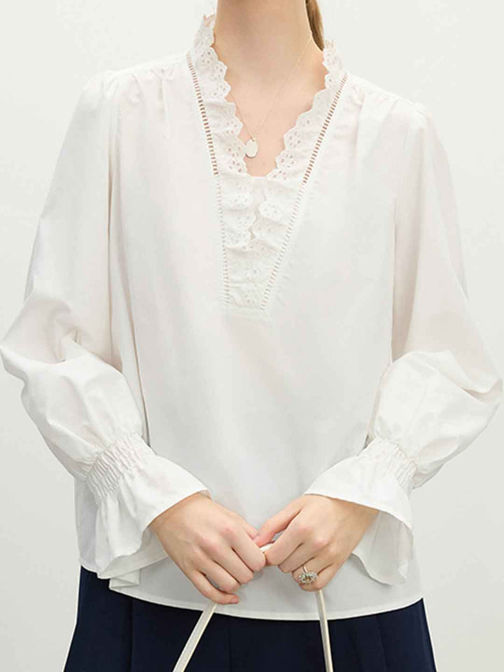 Lauren Loose V-Neck Flare Sleeve Shirt