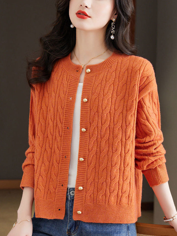 Anna Loose Crew Neck Knitted Cardigan