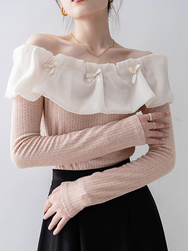 Sophie Slim Off-shoulder Lace Knitted Top