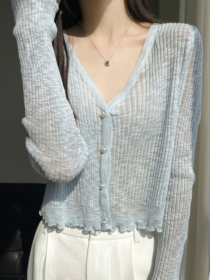 Bella V-Neck Solid Color Auricular Knitted Cardigan