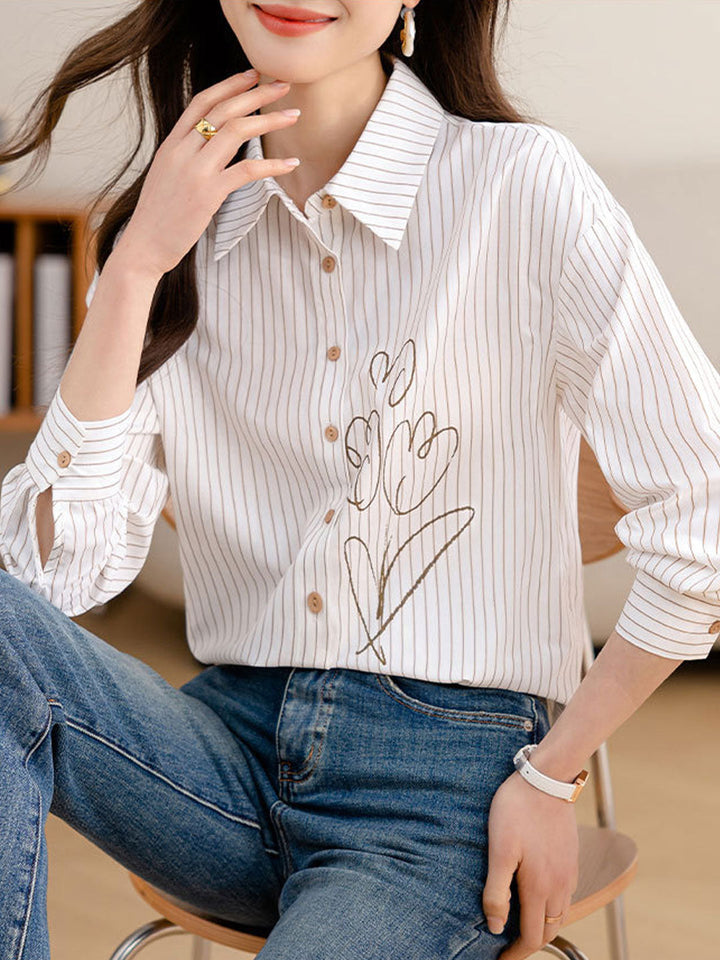 Brooke Polo Printed Striped Shirt