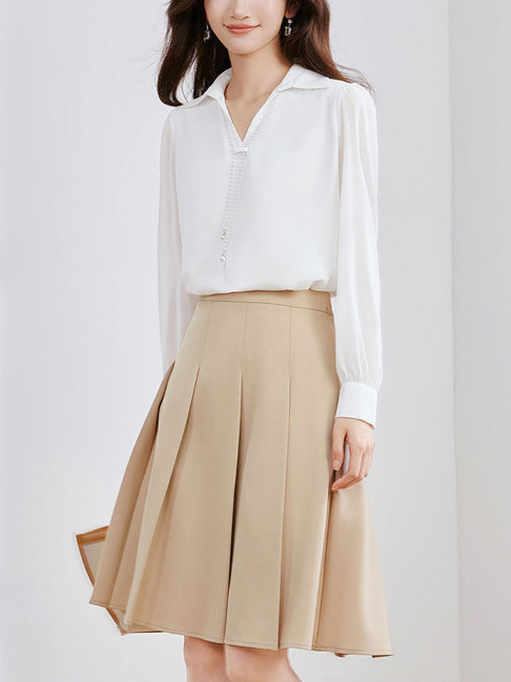 Claire Elegant V-Neck Satin Shirt