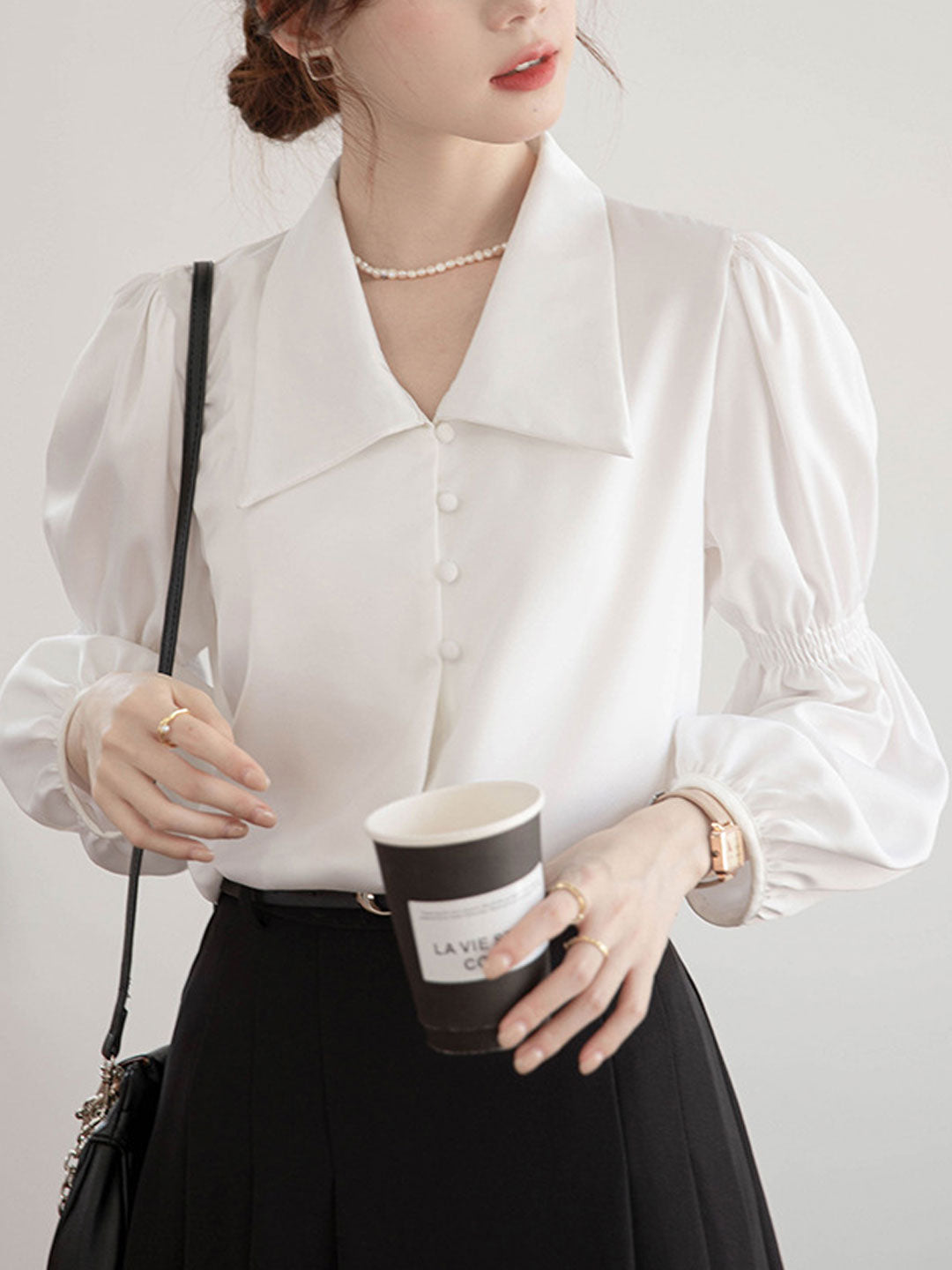 Rachel Classic Balloon Sleeve Lapel Shirt