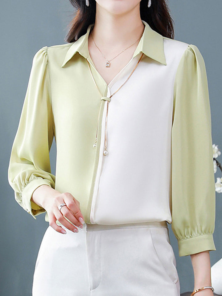 Claire Elegant V-Neck Satin Shirt