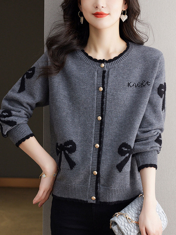 Grace Loose Crew Neck Button Knitted Cardigan