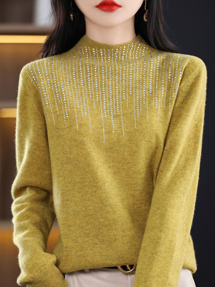 Mia Clssic Crew Neck Diamond Knitted Sweater