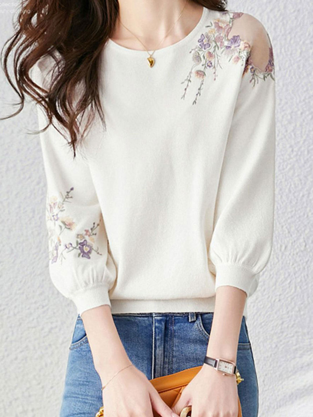 Camila Vacation Cutout Floral Knitted Pullover Top