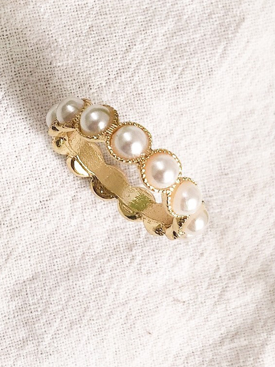 Half-Hoop Stacker Pearl Ring