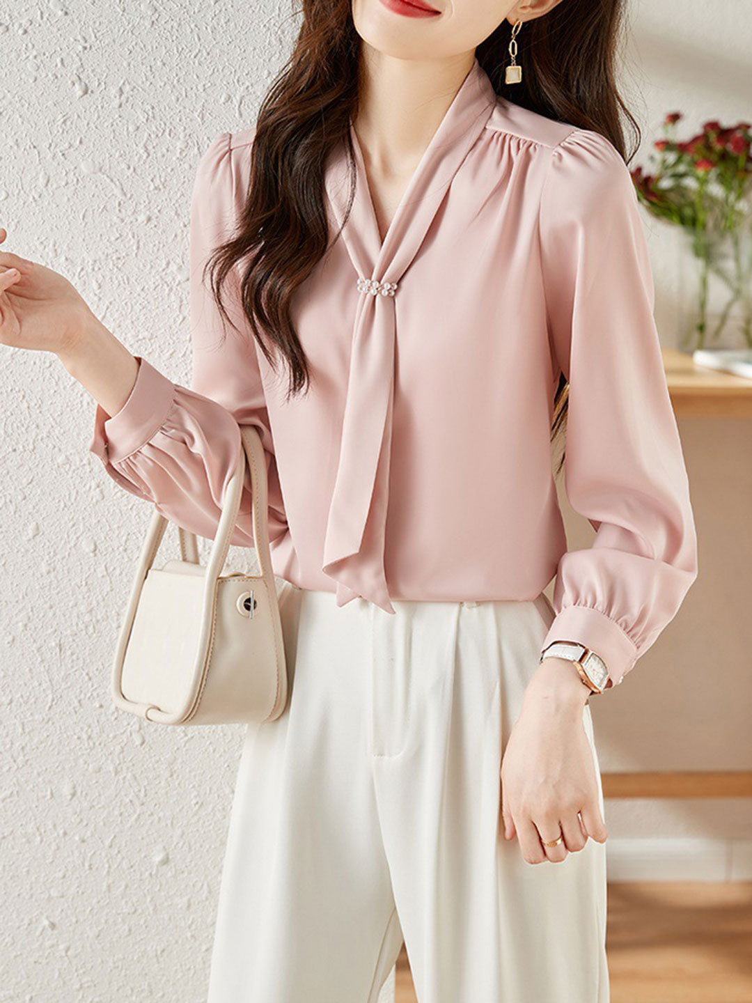 Hedy French Style Gentle Chiffon Pink Blouse