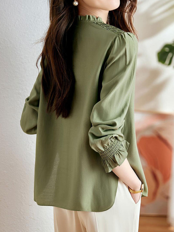 Bella Elegant Chiffon V-neck Shirt Tops