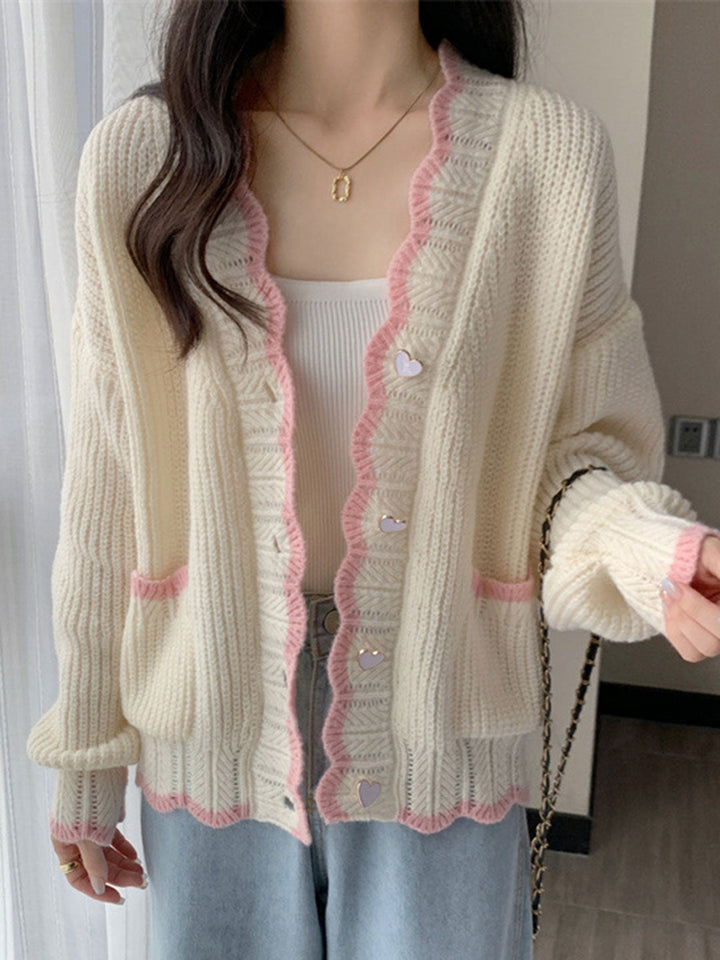 Gloria French Style Love Button Knitted Cardigan