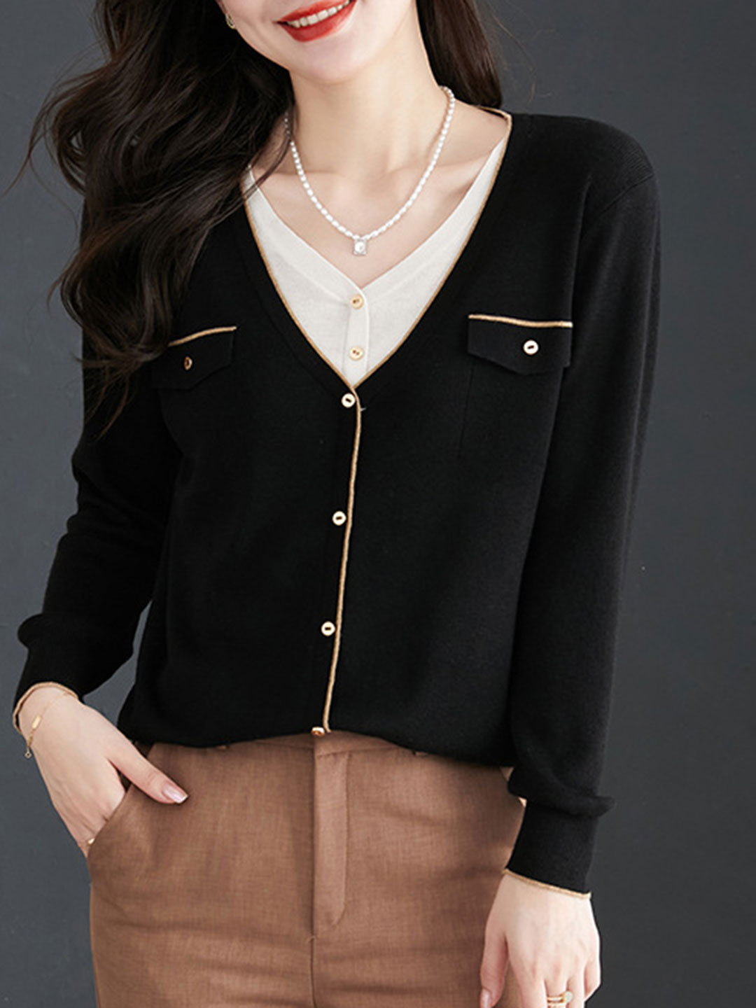 Dale French Style V-Neck Cardigan