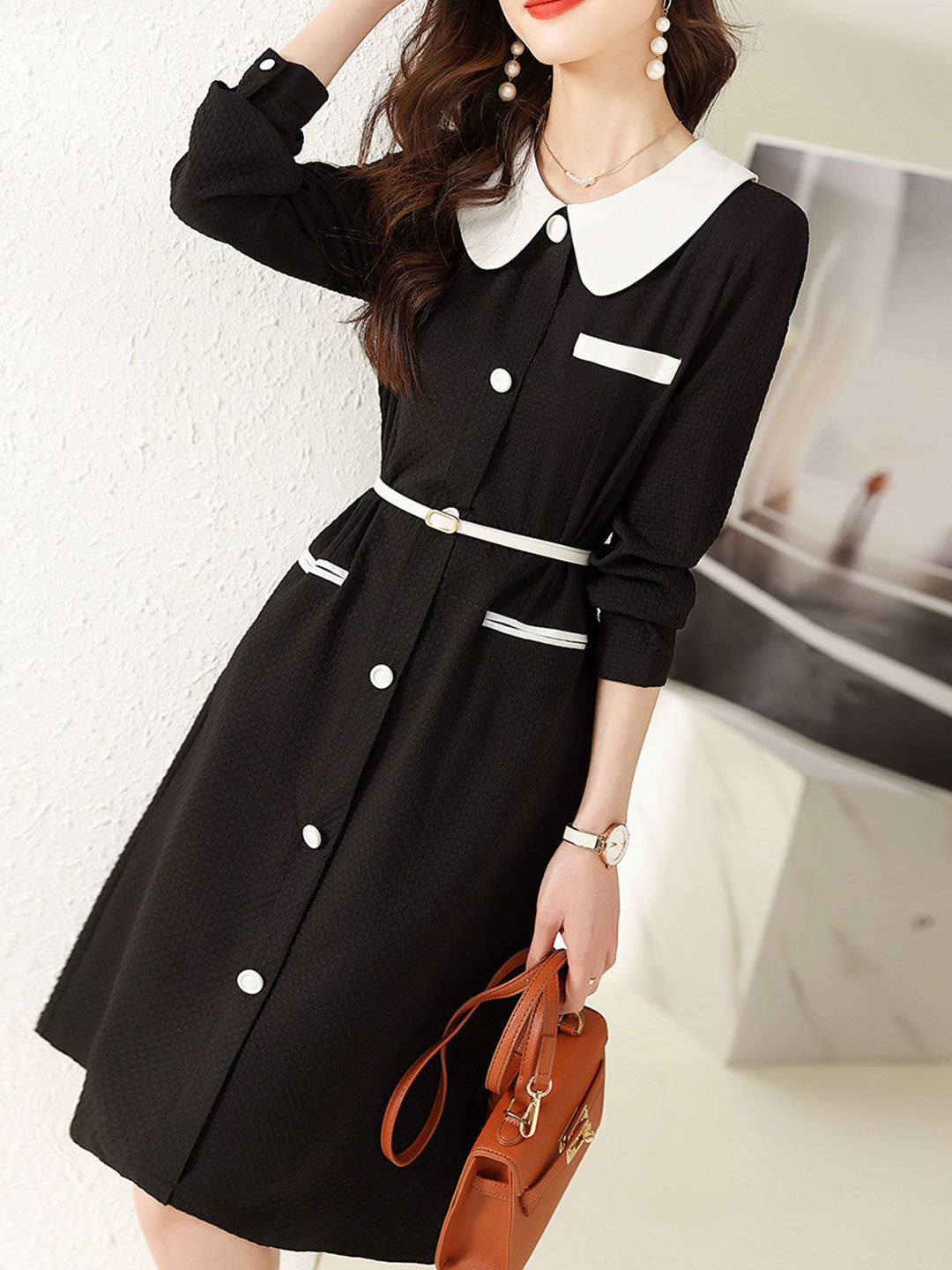 Melanie Classic Doll Collar Chiffon Dress