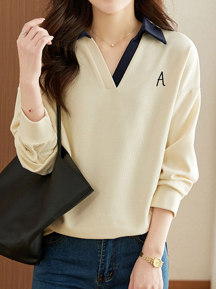 Alexa Casual V-neck Loose Sweatshirt Top