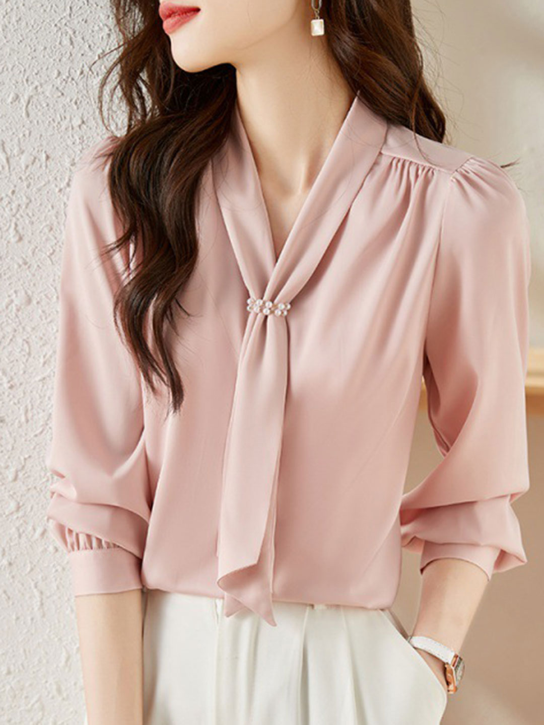 Hedy French Style Gentle Chiffon Pink Blouse