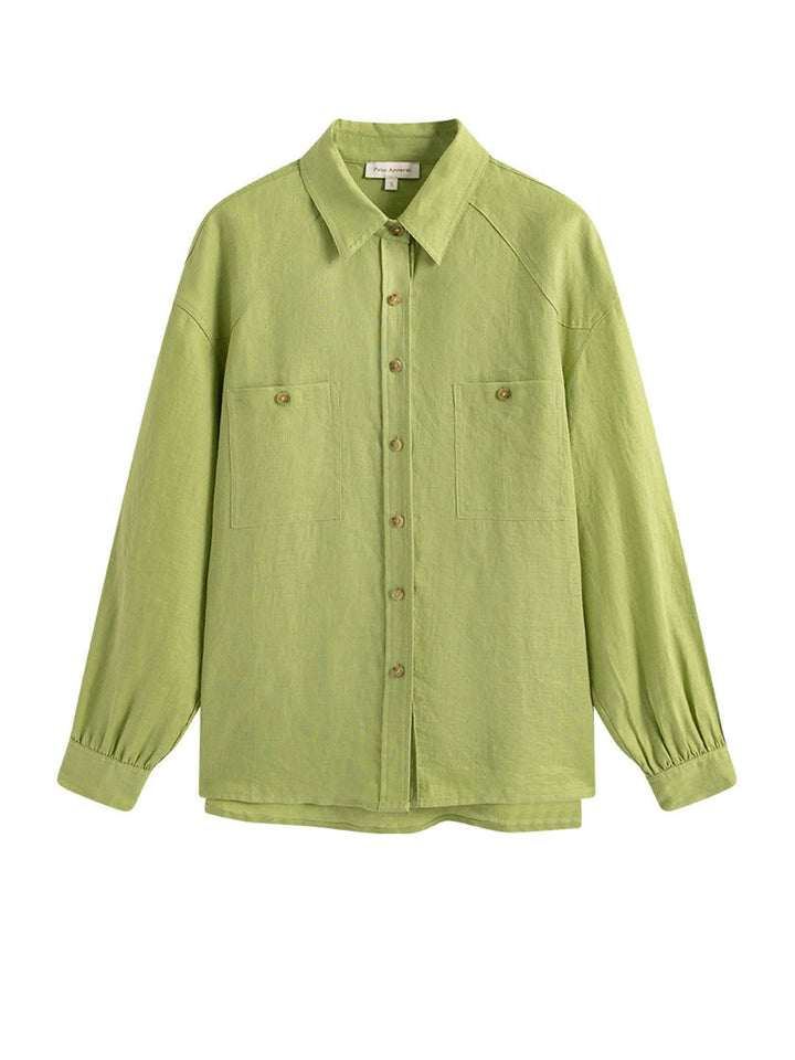 Lily Casual Linen Green Blouse