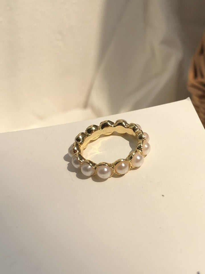 Half-Hoop Stacker Pearl Ring