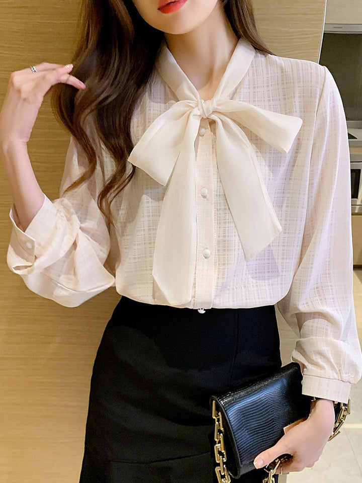 Gina French Bow Tie Plaid Shirt